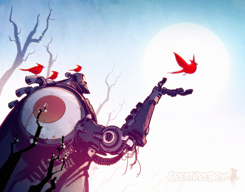 robot and bird